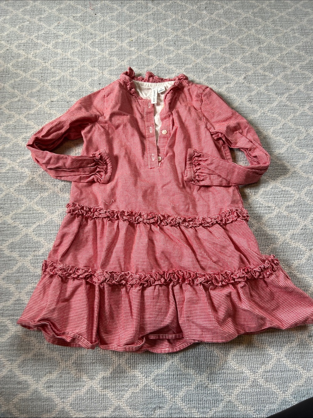 Janie and Jack Pink Gingham Ruffle Tiered Dress
